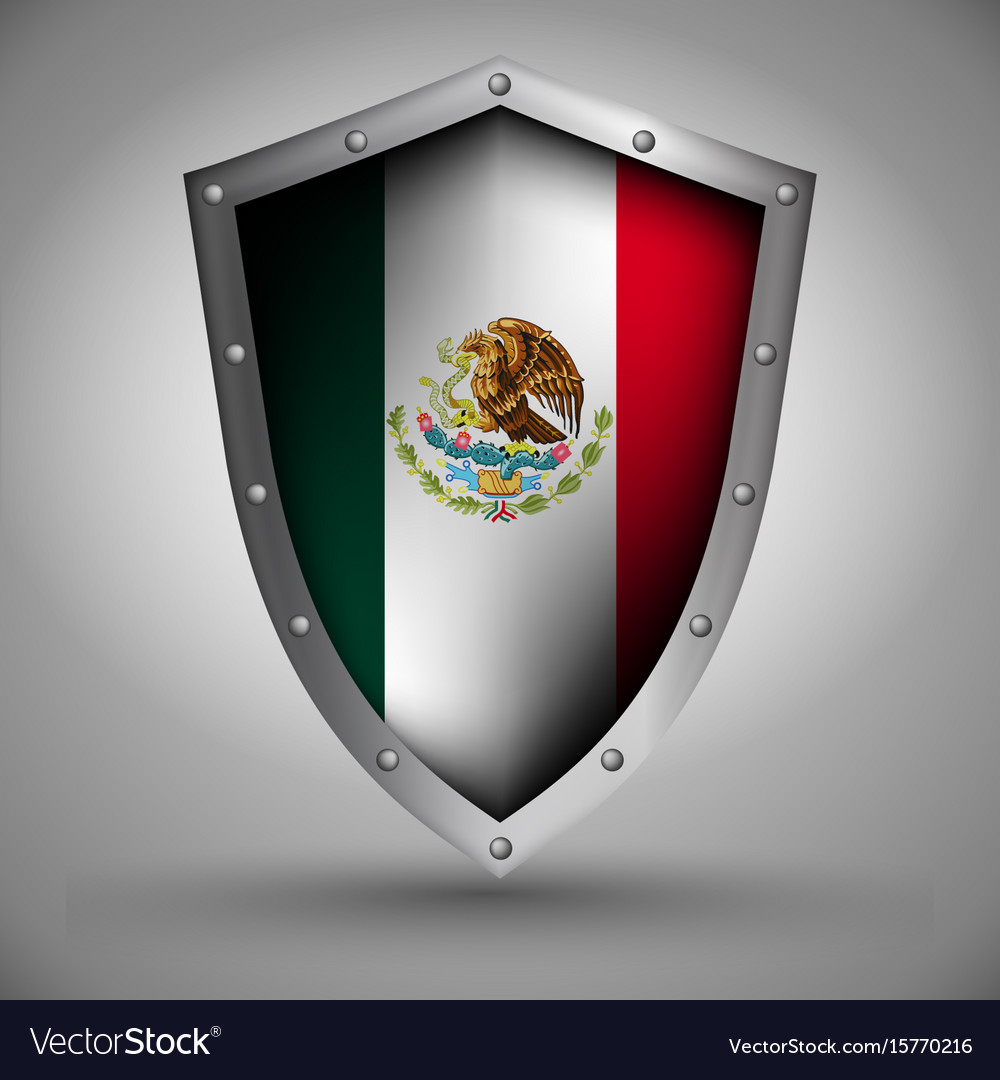 Shield with the mexico flag Royalty Free Vector Image