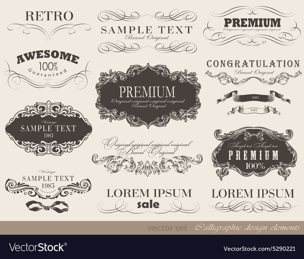 Calligraphic design elements Royalty Free Vector Image