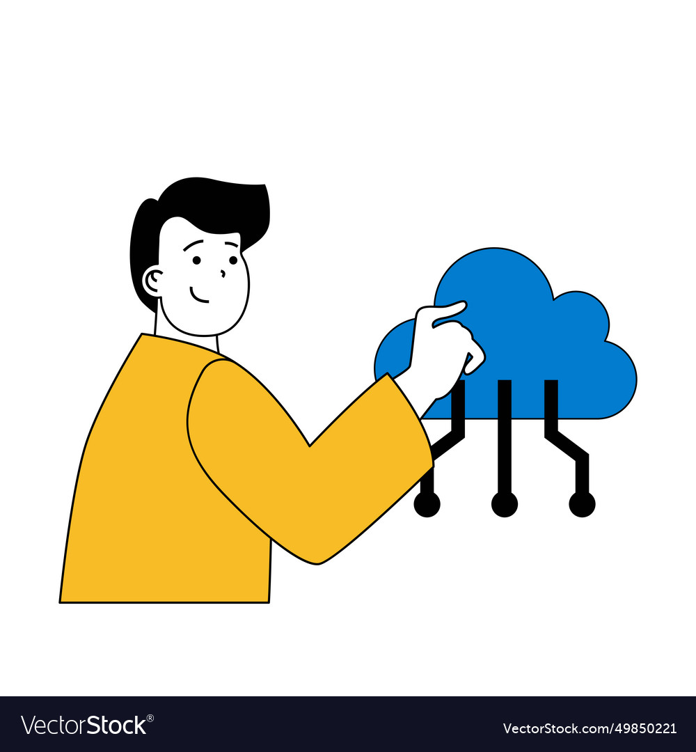 Cloud computing concept with cartoon people Vector Image