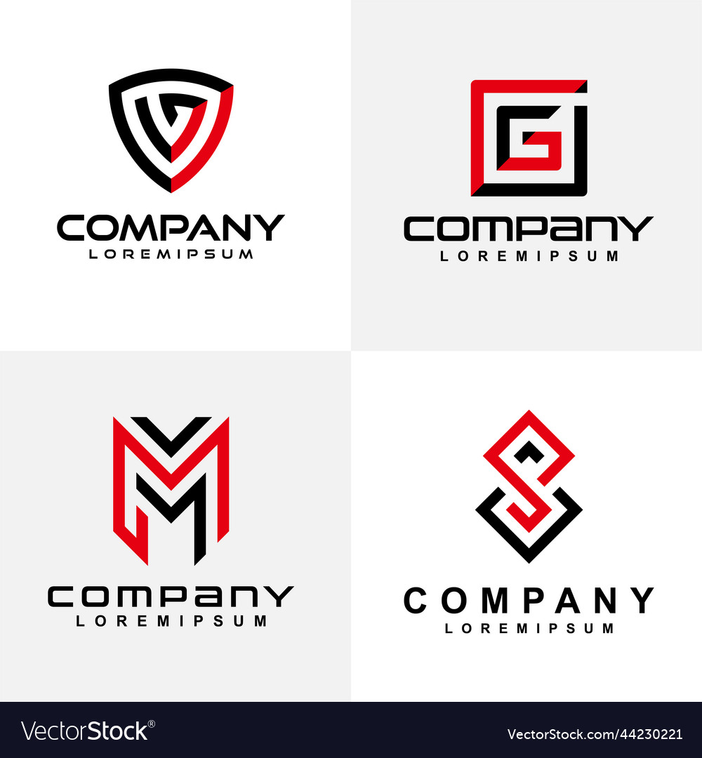 Geometric letter logo collection Royalty Free Vector Image