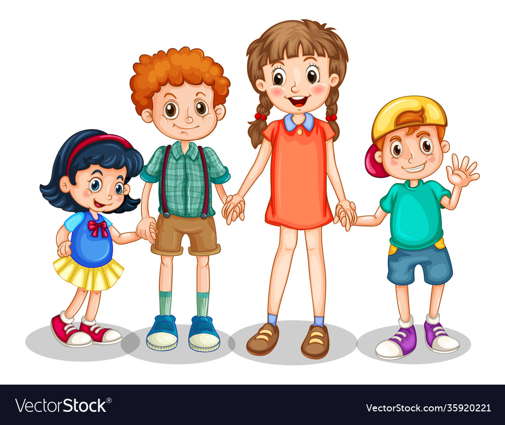 Group young children cartoon character on Vector Image