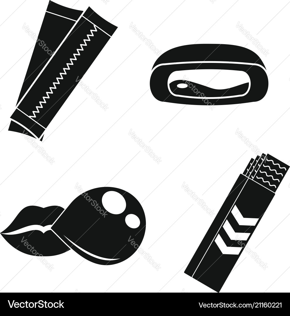Gum chewing bubble icons set simple style Vector Image