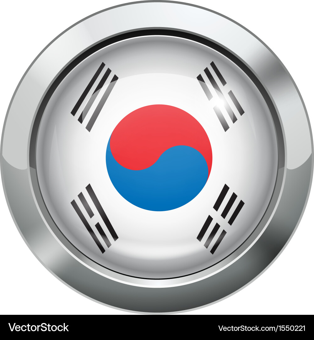 Korean Button Korean flag metal button Royalty Free Vector Image