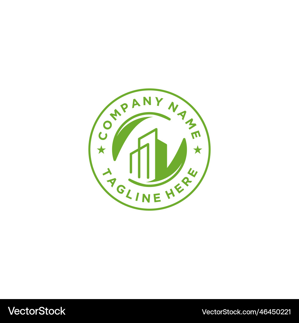Leaf logo combination with the building Royalty Free Vector