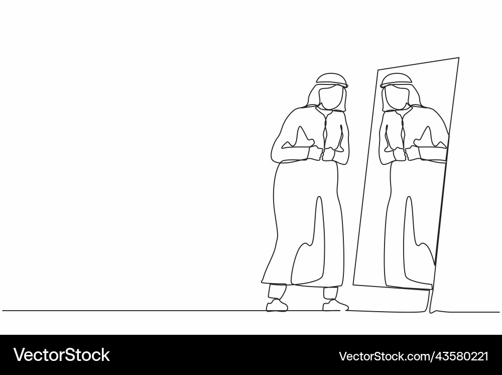 Single continuous line drawing arab businessman Vector Image