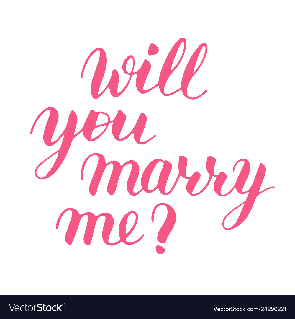 Will you marry me hand drawn lettering vector image. 