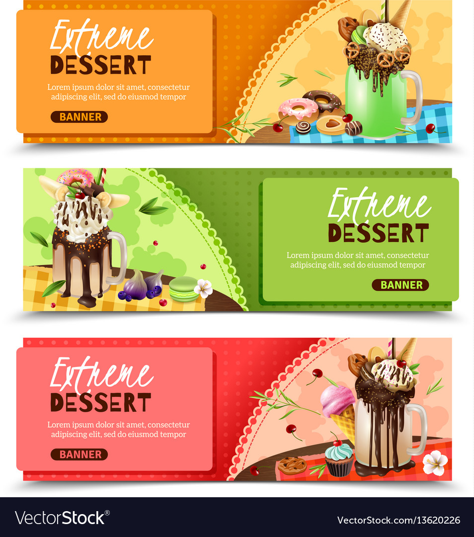 Extreme rich dessert horizontal banners set Vector Image