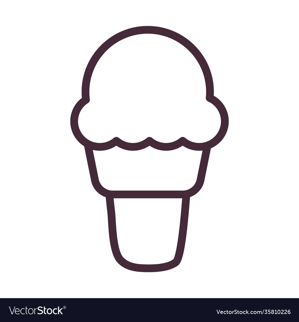 Ice cream cone line style icon design Royalty Free Vector