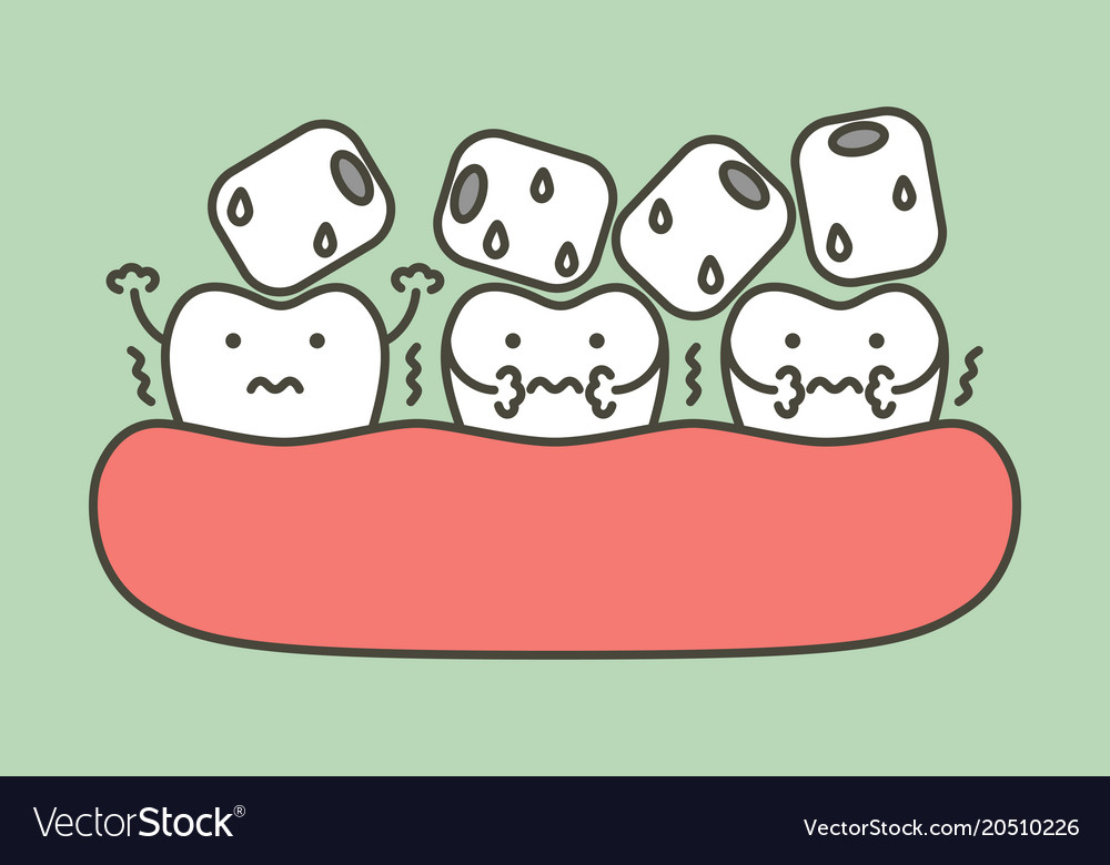 Tooth feeling cold from ice sensitive teeth Vector Image