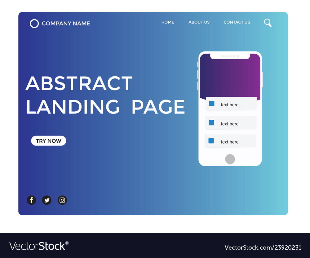 Abstract landing page design Royalty Free Vector Image
