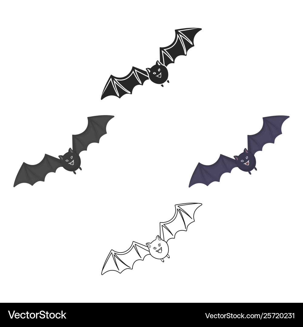 Bat icon in cartoonblack style isolated on white Vector Image