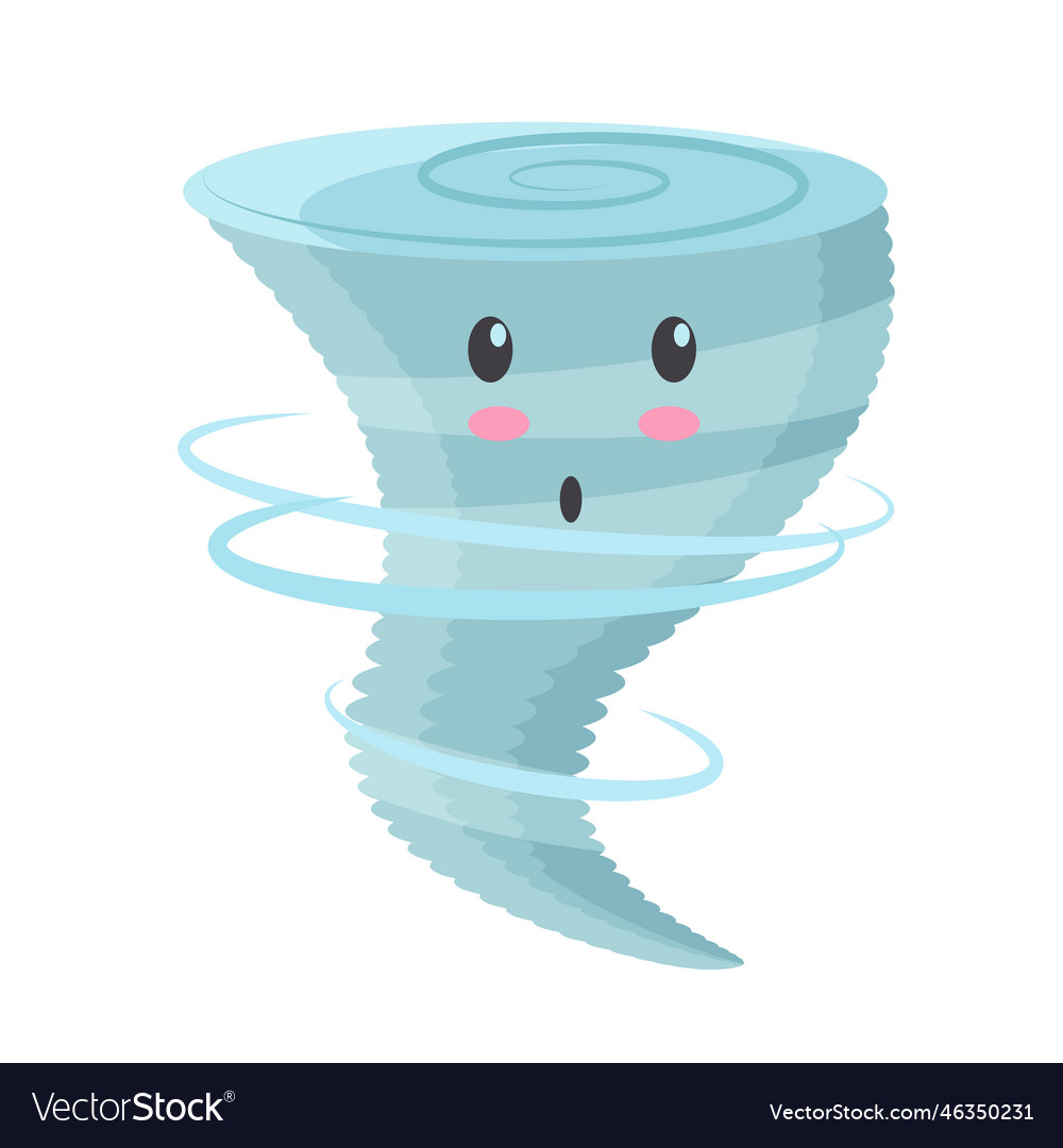 Cute tornado with shocked face Royalty Free Vector Image