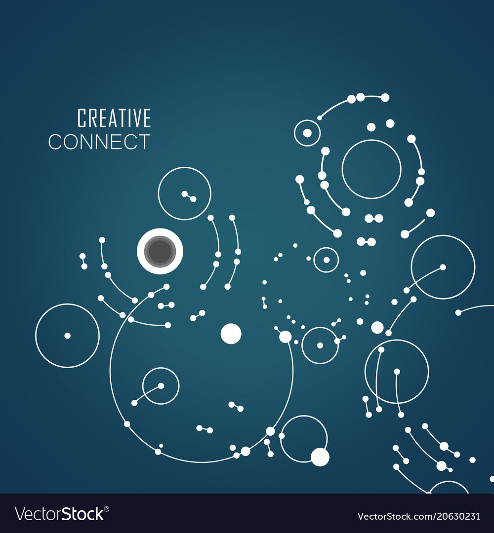 Dots connecting circles background Royalty Free Vector Image