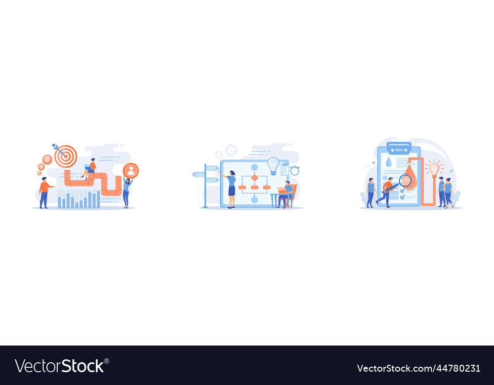 Sales reps and managers analyze pipeline Vector Image
