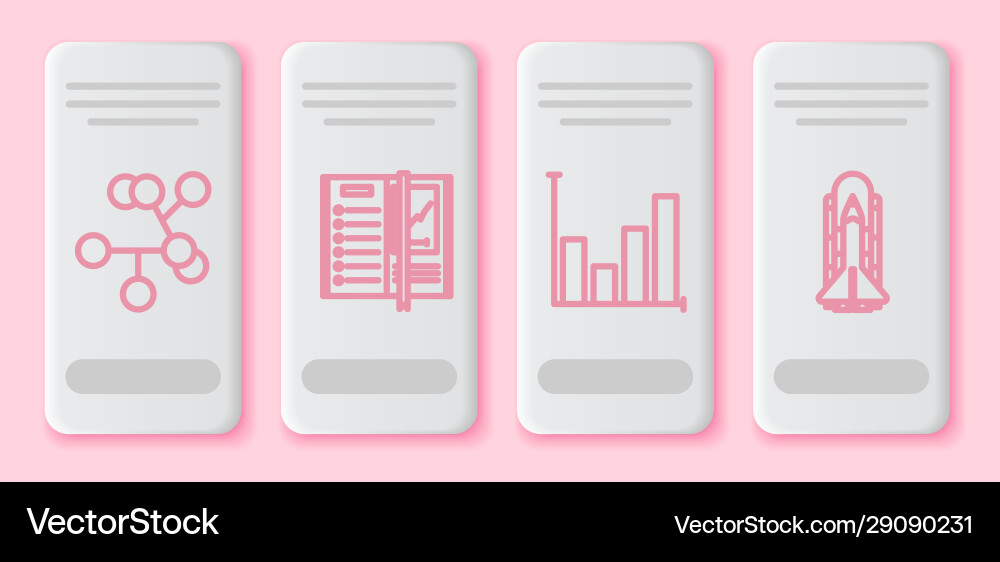 Set line molecule notebook pie chart infographic Vector Image