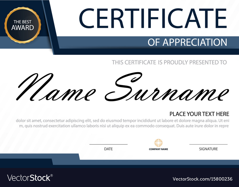 Blue elegance horizontal certificate template Vector Image