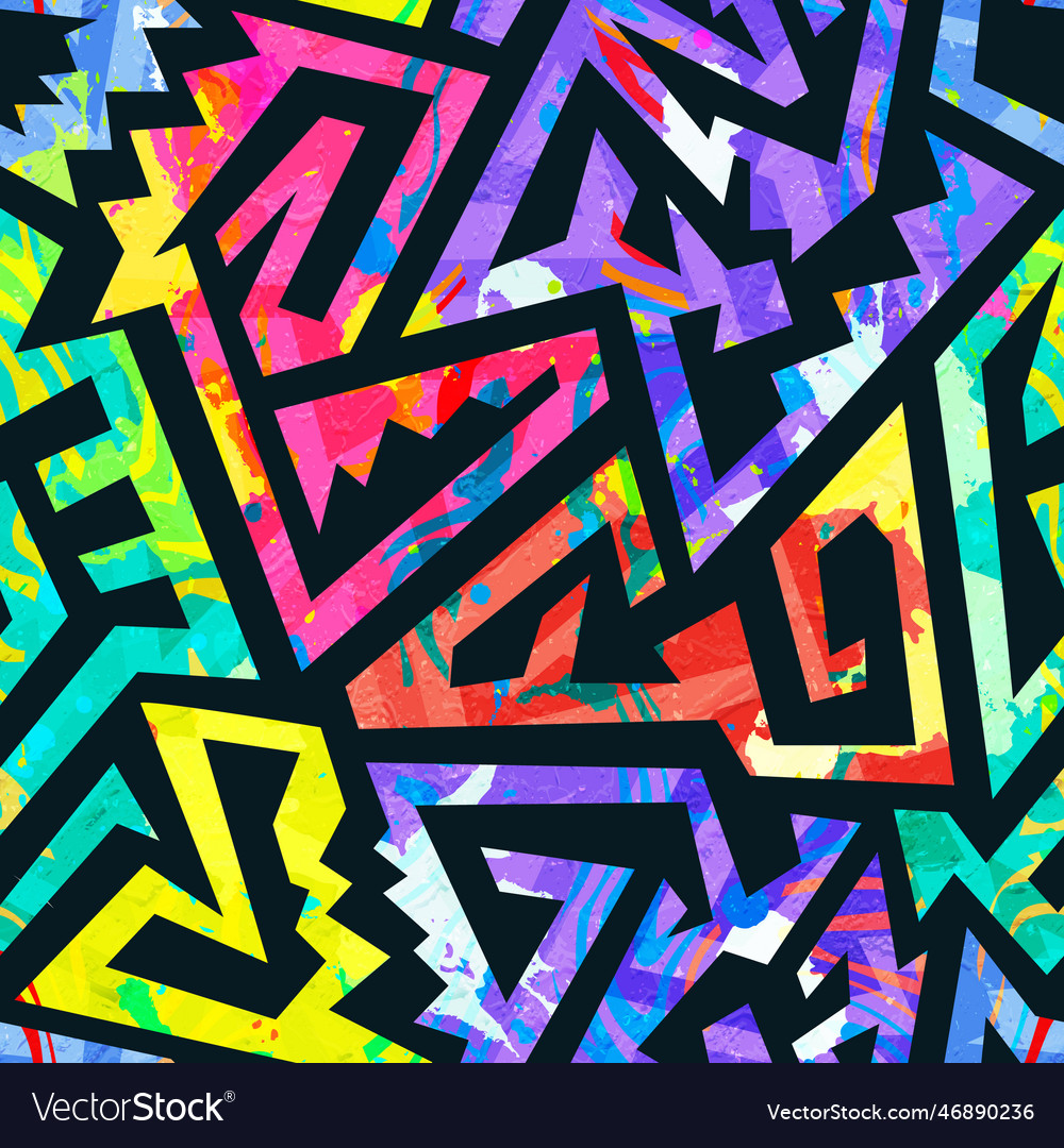 Bright grunge graffiti seamless pattern Royalty Free Vector