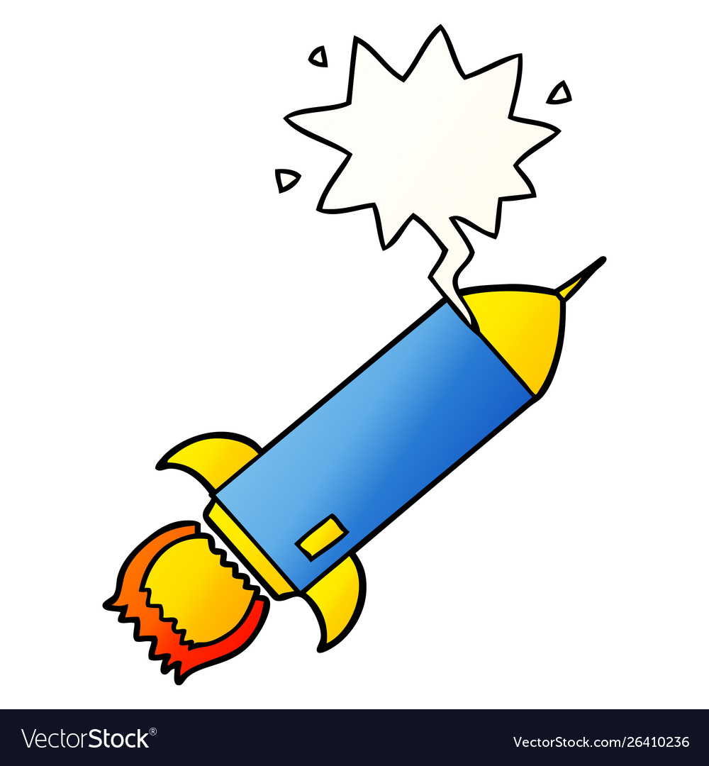 Cartoon rocket and speech bubble in smooth Vector Image