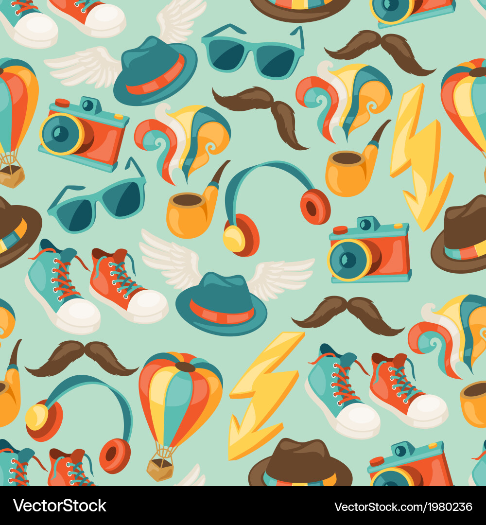 Hipster style seamless pattern Royalty Free Vector Image