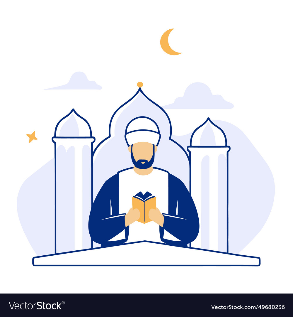 Muslim priest with a book ramadan Royalty Free Vector Image