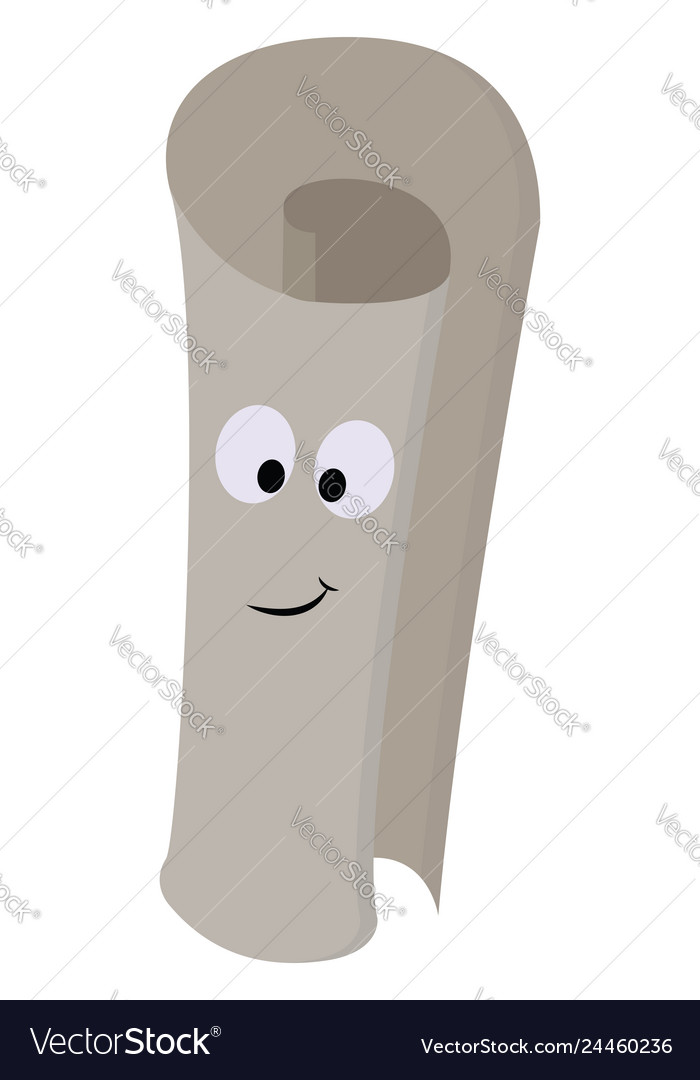 Smiling light grey paper roll on white background Vector Image