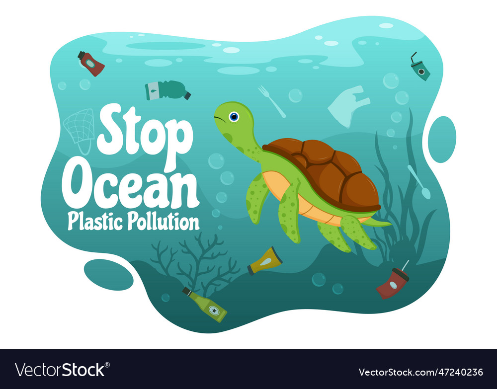 Stop ocean plastic pollution with trash under Vector Image