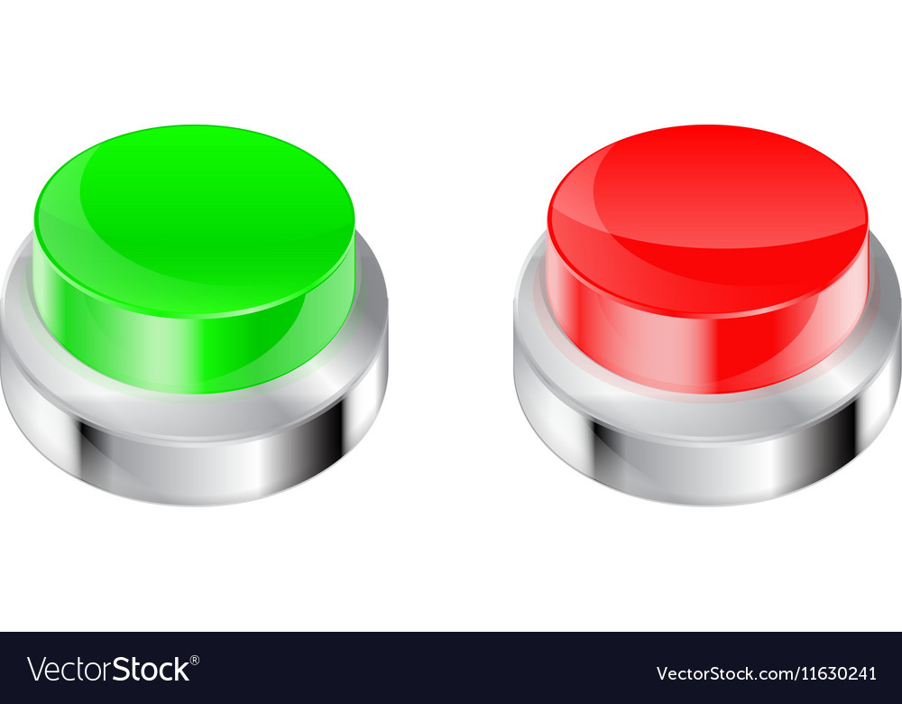 Buttons red and green plastic button with metal Vector Image