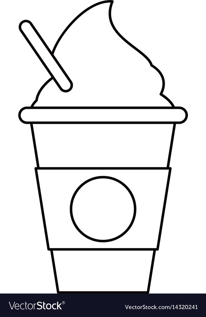 Cold coffee cup portable outline Royalty Free Vector Image