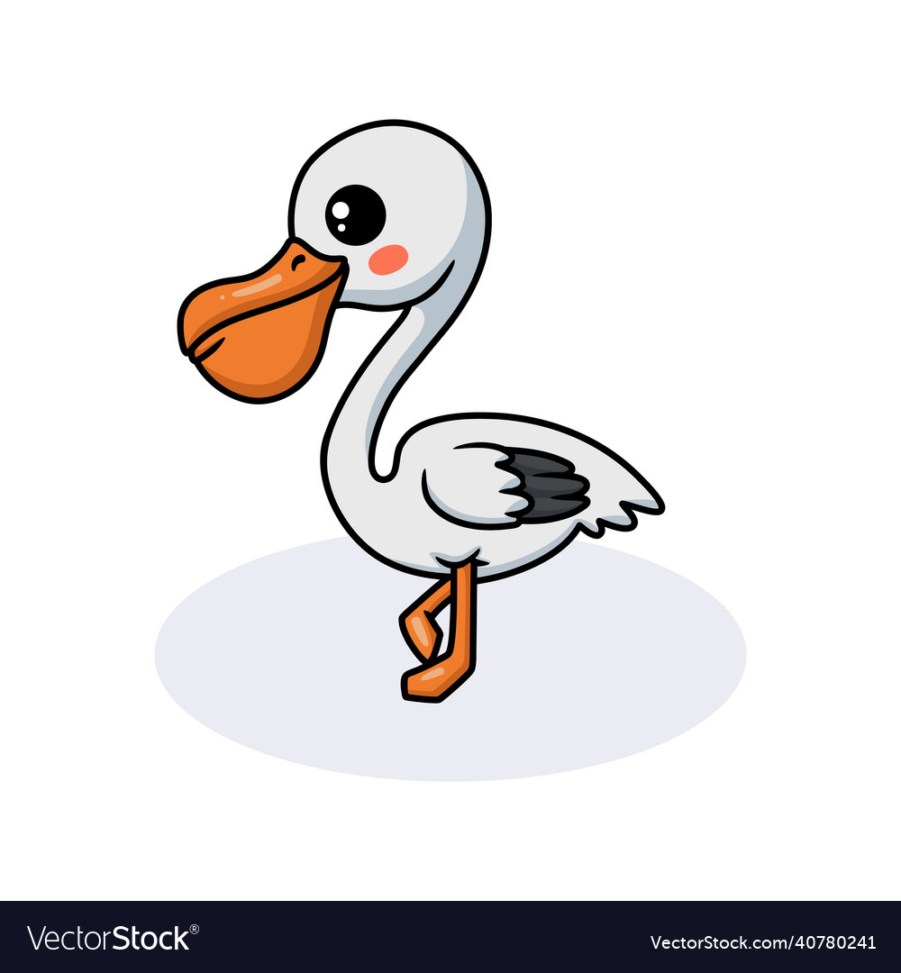 Cute pelican bird cartoon posing Royalty Free Vector Image