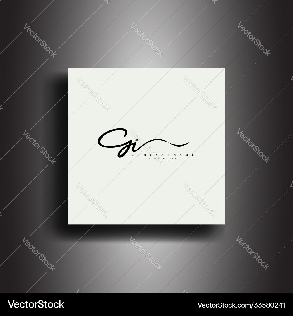 Gi signature style monogramcalligraphic lettering Vector Image