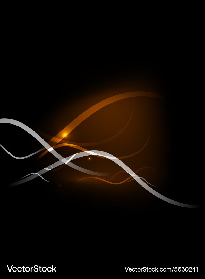 Orange dynamic wave in dark space Royalty Free Vector Image