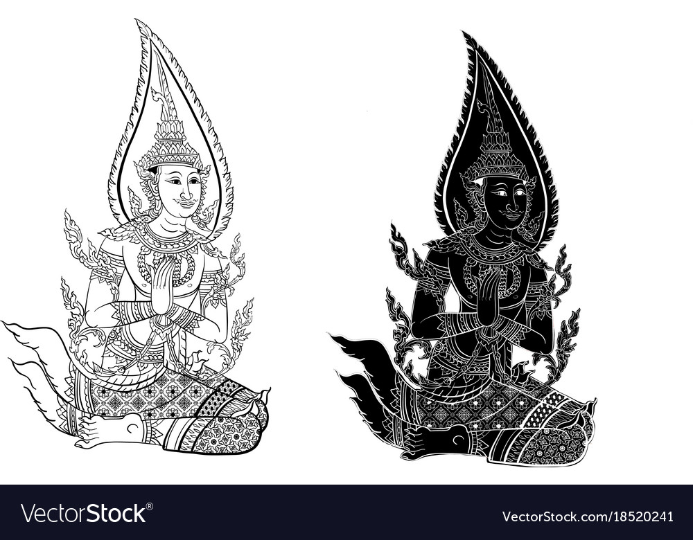 Thai traditional painting Royalty Free Vector Image