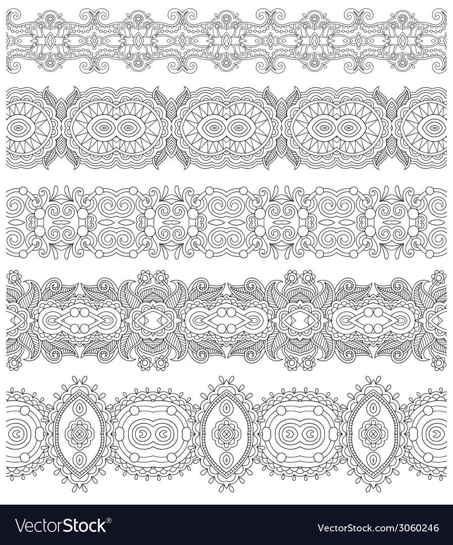 Collection seamless ornamental floral stripes Vector Image