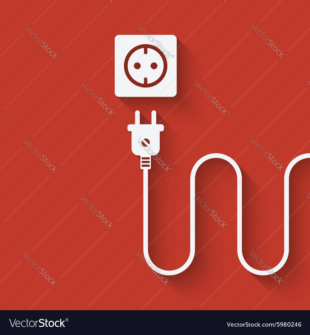 Electric wire with plug near outlet Royalty Free Vector