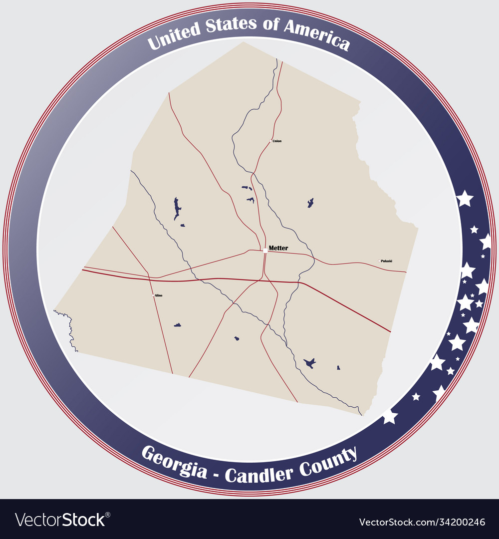 Map candler county in Royalty Free Vector Image