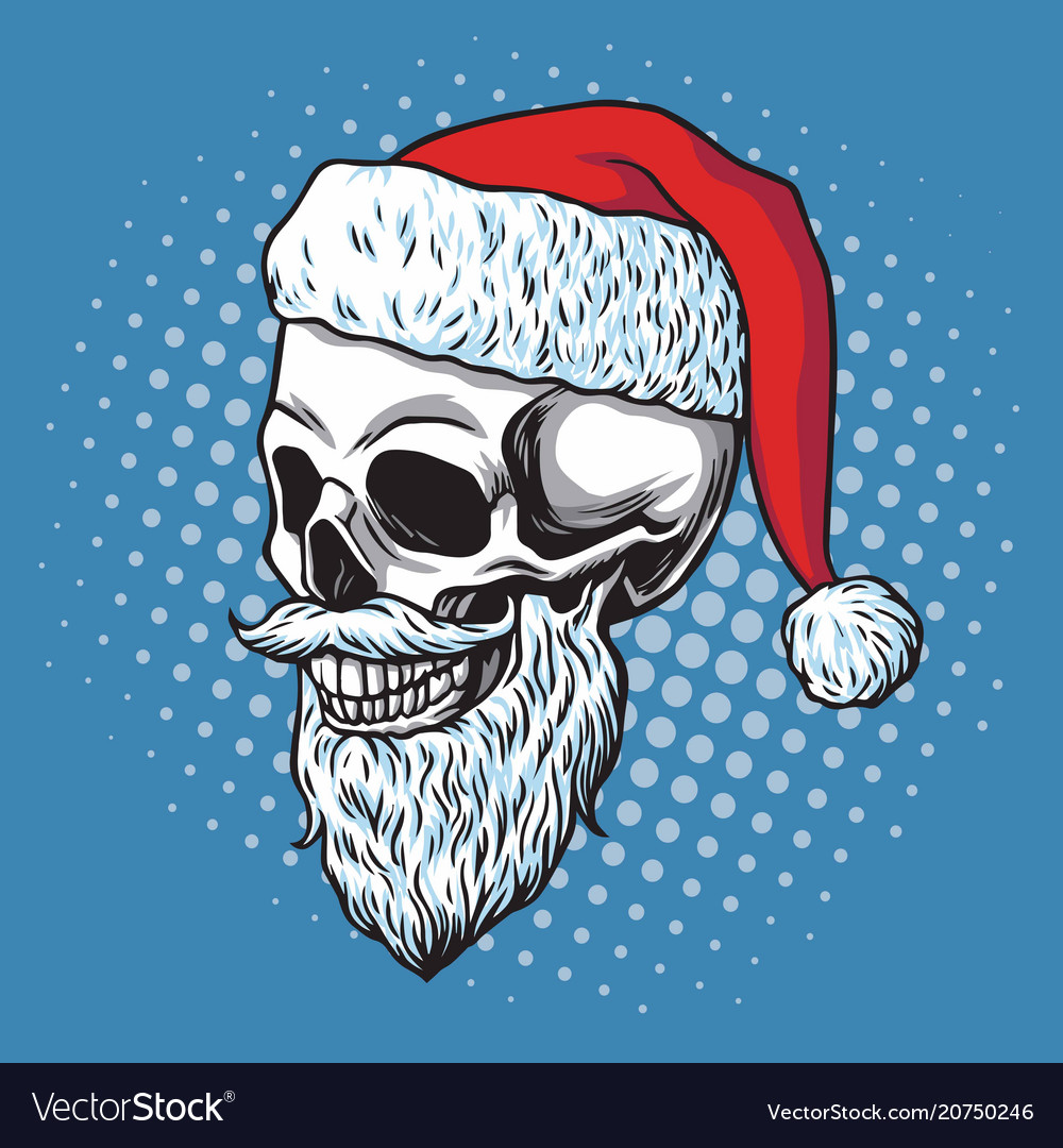 Santa claus skull bearded cartoon Royalty Free Vector Image