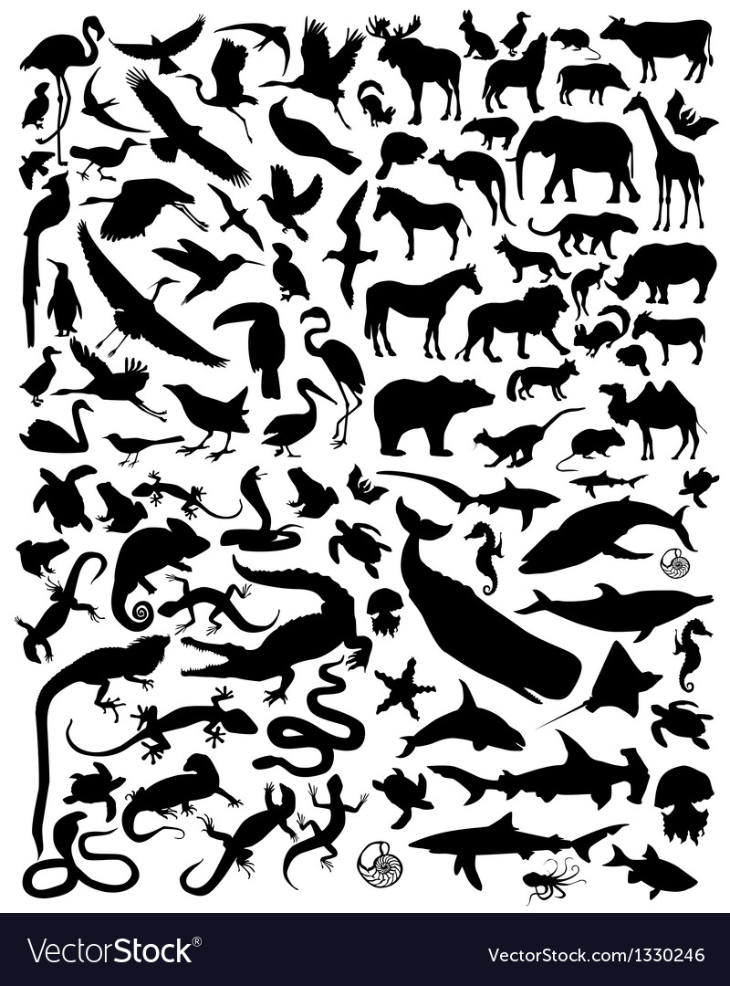 Silhouette animals Royalty Free Vector Image - VectorStock