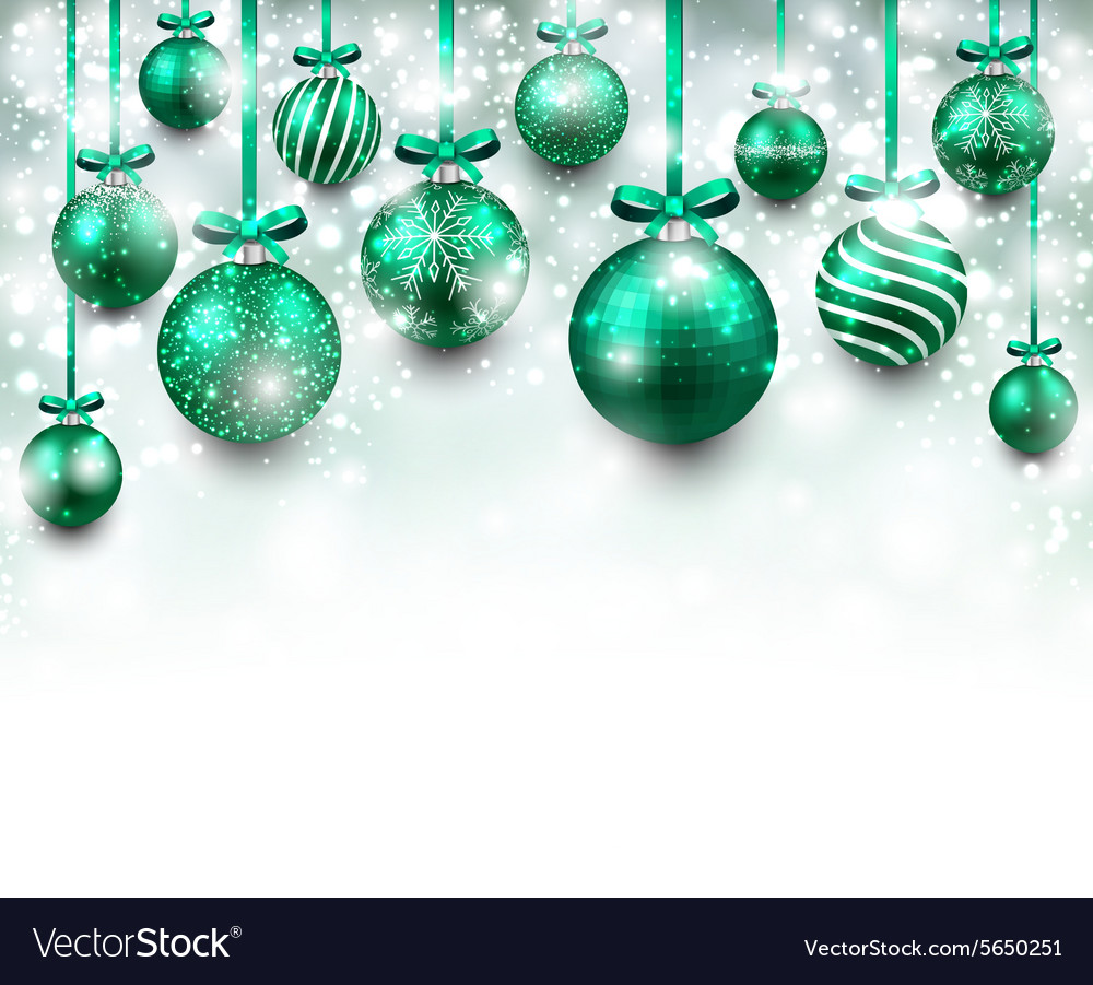 Arc background with green christmas balls Vector Image