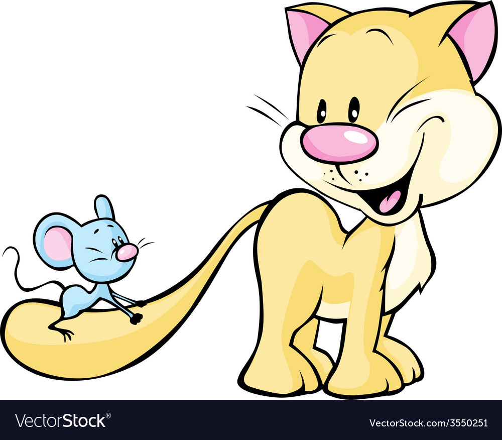 cat-playing-with-mouse-cute-isolated-on-white-vector-image