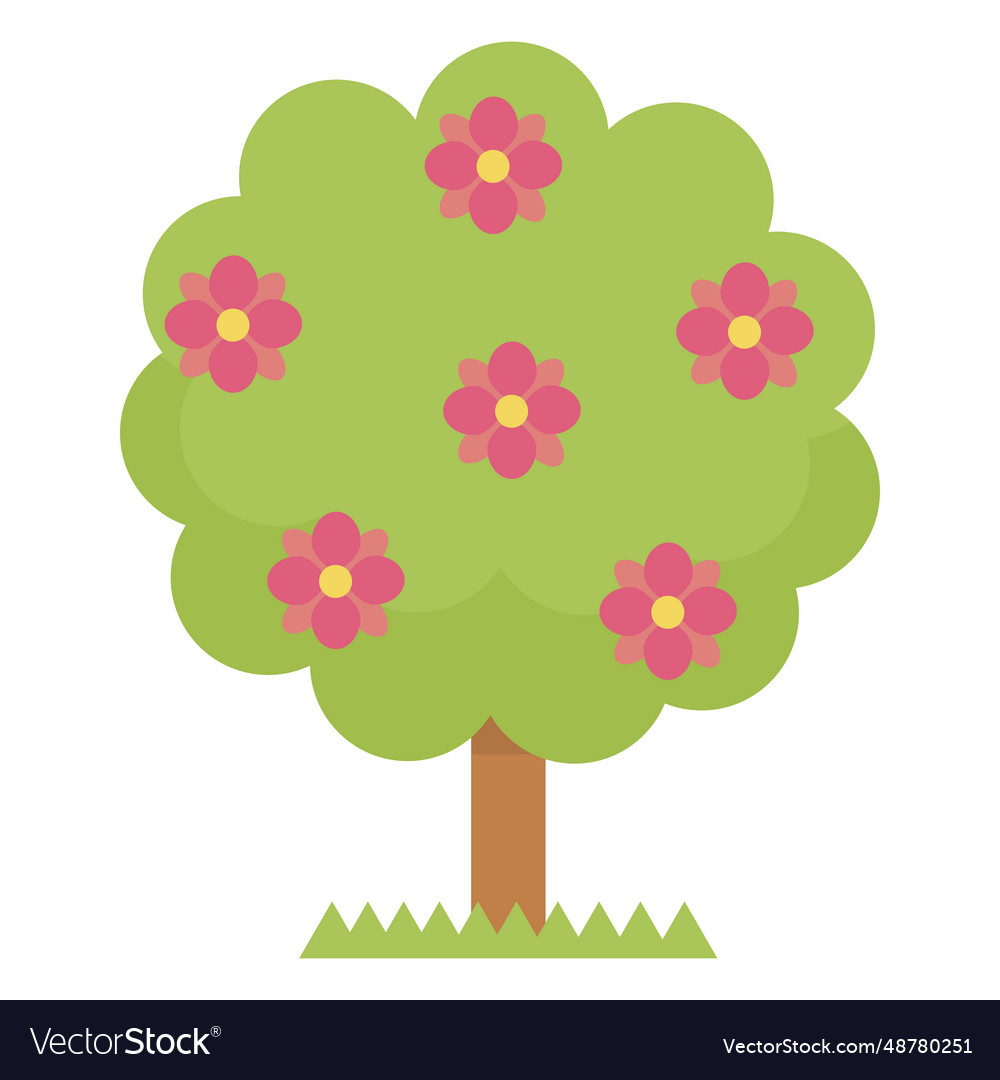 Cute tree flowers Royalty Free Vector Image - VectorStock