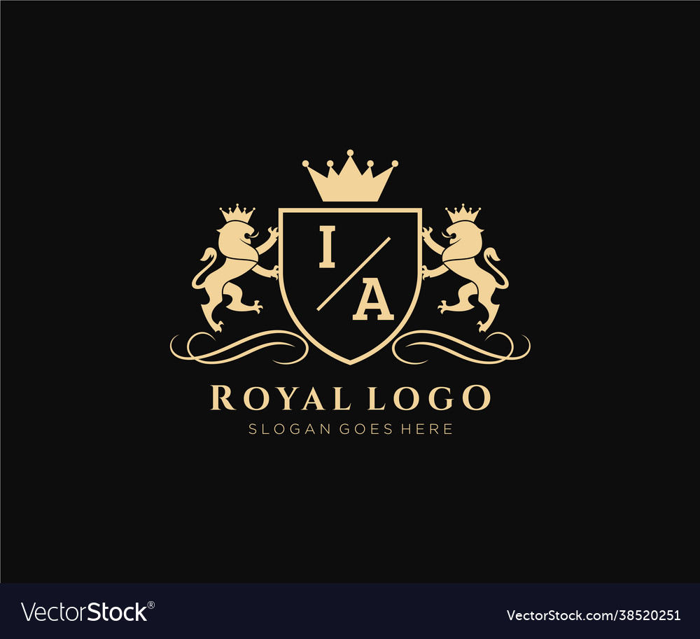 Initial ia letter lion royal luxury heraldiccrest Vector Image