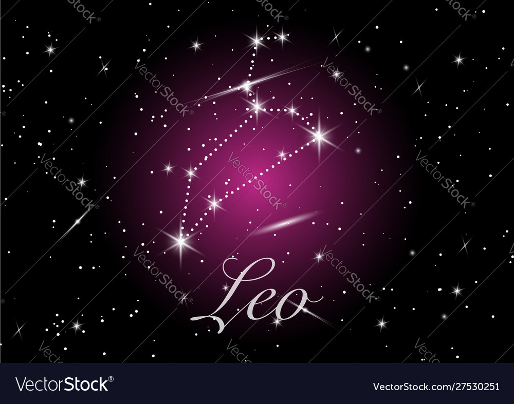 Leo Zodiac Constellations Sign On Beautiful Starry