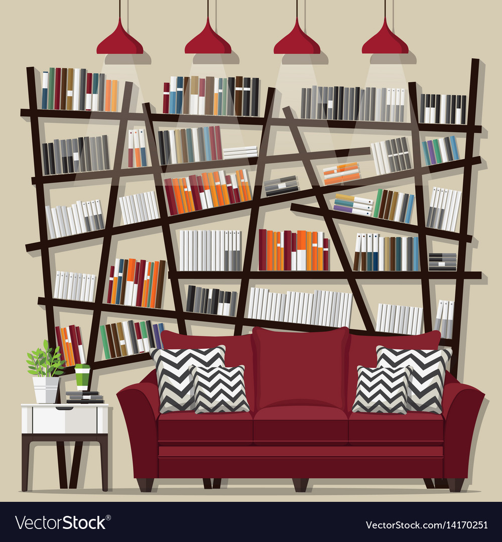 Living Room Bookshelves Royalty Free Vector Image