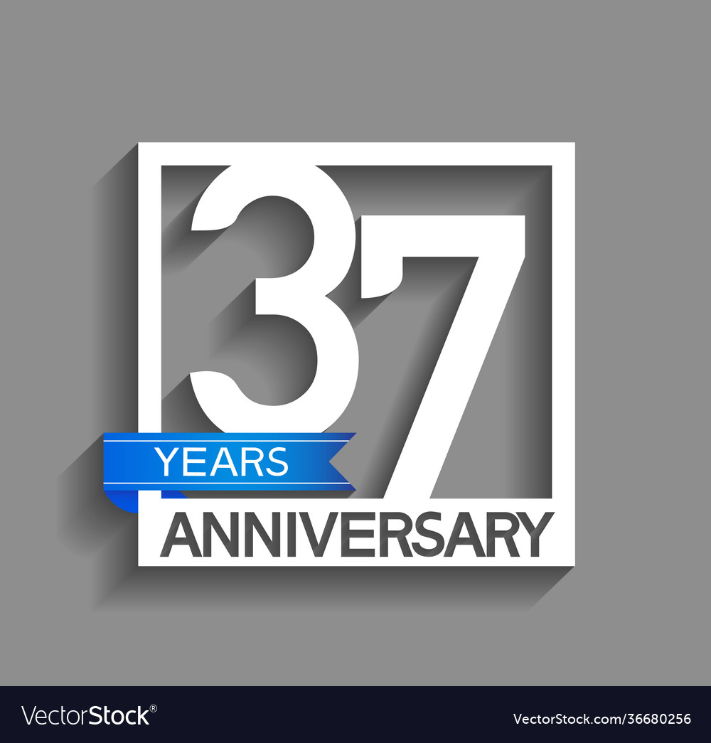 37 years anniversary logotype with white color Vector Image