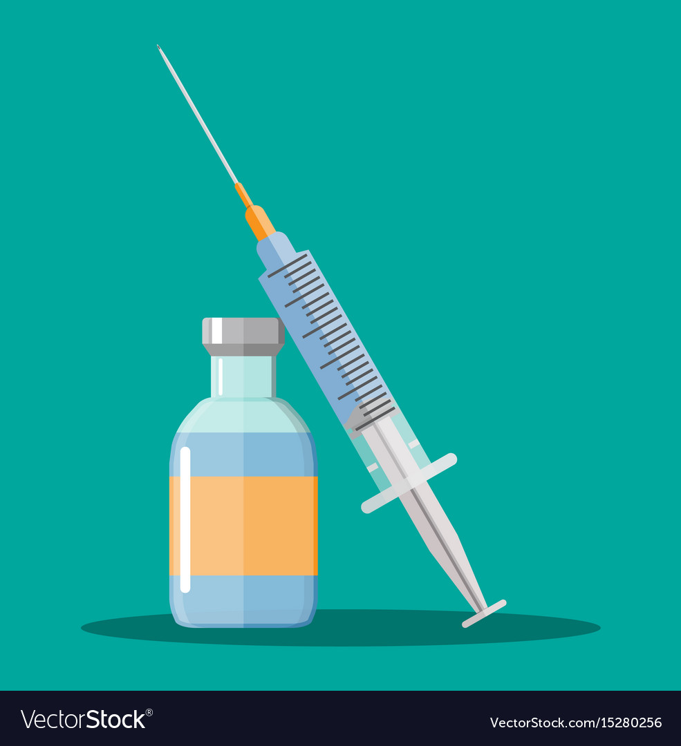 Ampoule and syringe Royalty Free Vector Image - VectorStock