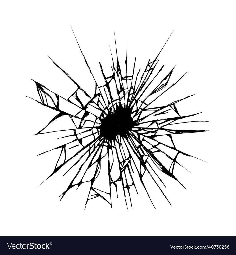 Broken glass from impact with black hole Vector Image