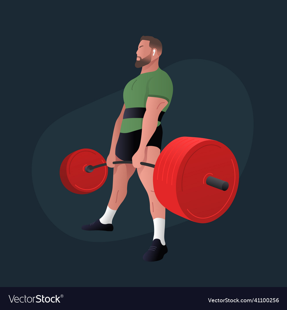 Man doing Sumo Barbell deadlifts exercise. Flat vector