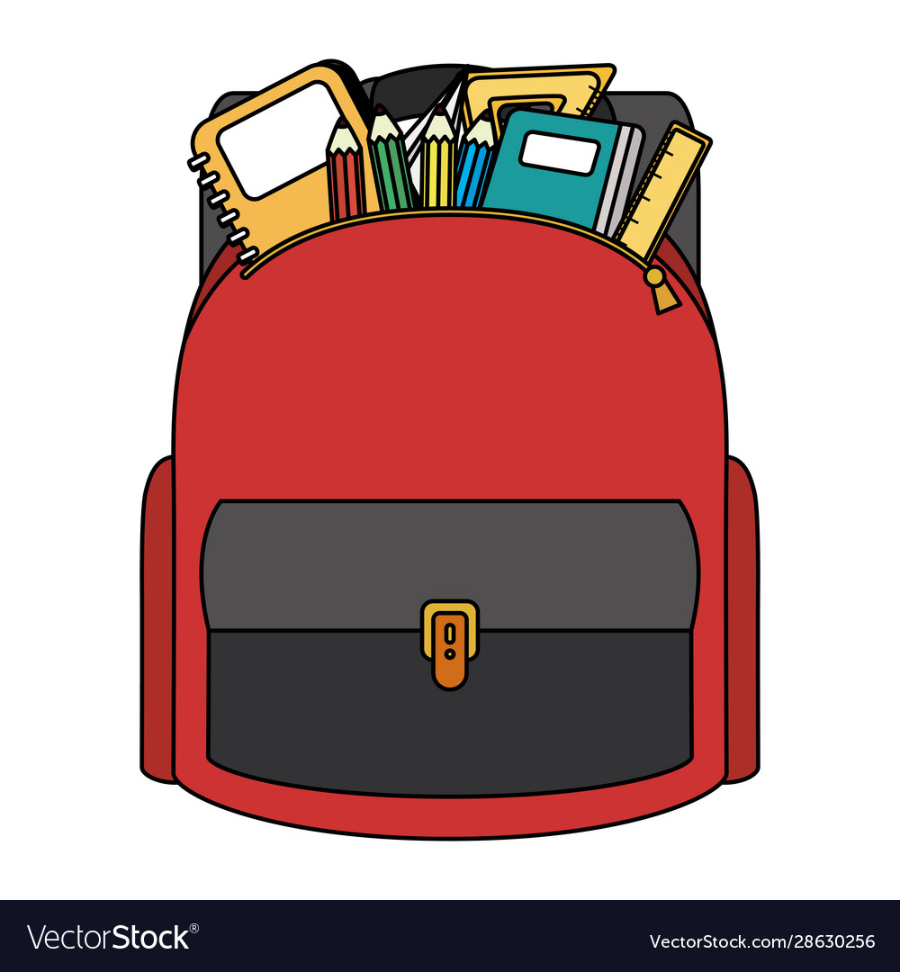 School bag with set supplies Royalty Free Vector Image