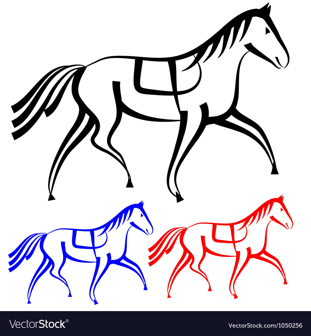 set horses outlines collection royalty free vector image horse outlines