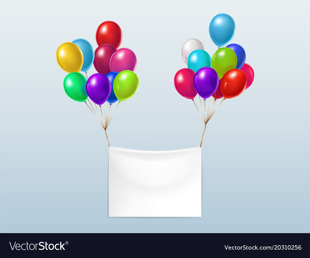 Textile banner with colorful balloons